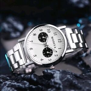 ☆Men's☆Modiya☆Stainless☆Steel☆Mesh☆Belt☆Watch☆Simple☆Dial☆☆Watch☆White☆Face☆